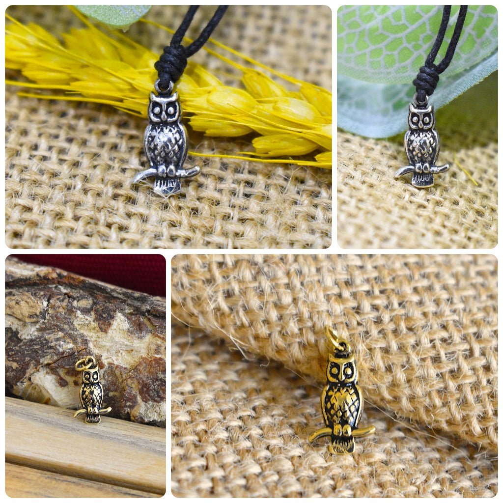 Stylish Owl Bird Handmade Gold Brass 92.5 Sterling Silver Necklace Pendant Jewelry