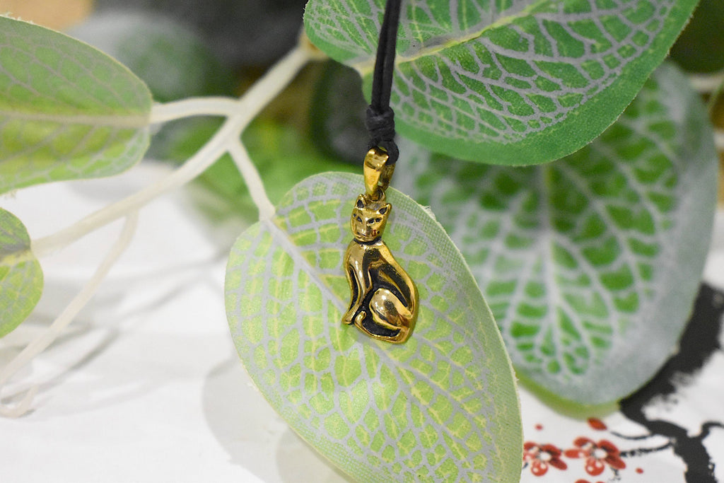 New Cat Sheba Silver Pewter Sterling Silver Gold Brass Charm Necklace Pendant Jewelry