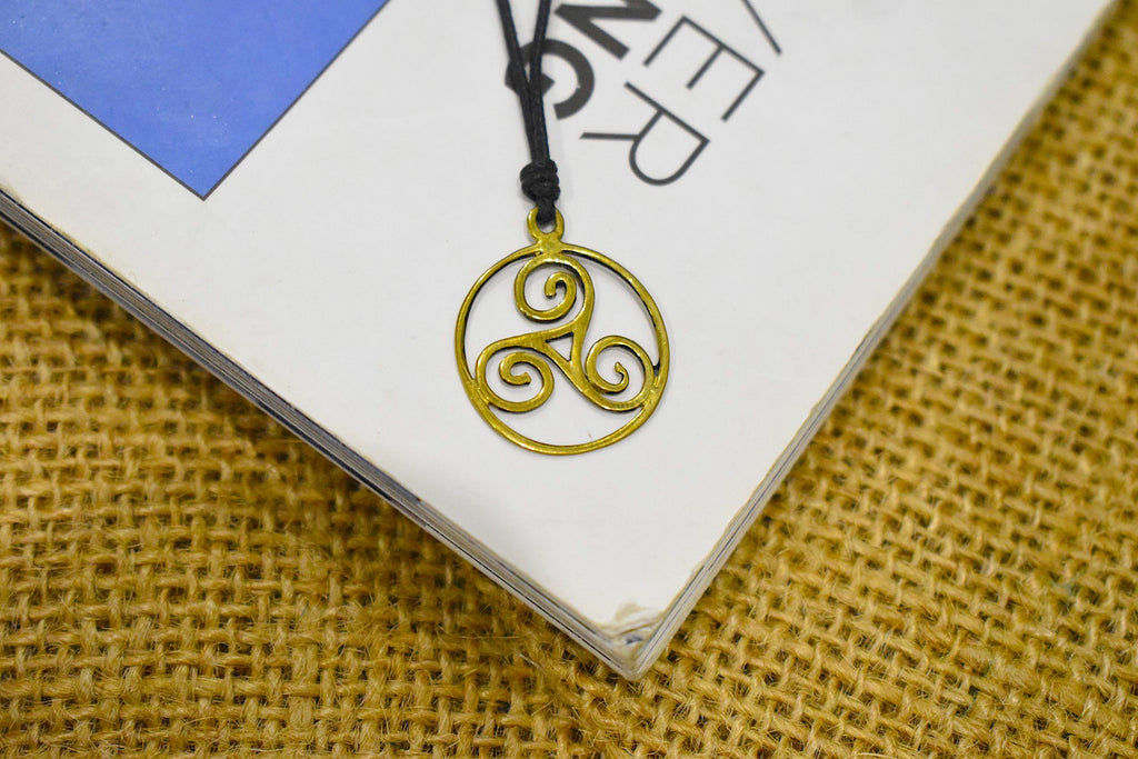 Trilogy Triquetra Wave 92.5 Sterling Silver Gold Brass Necklace Pendant Jewelry