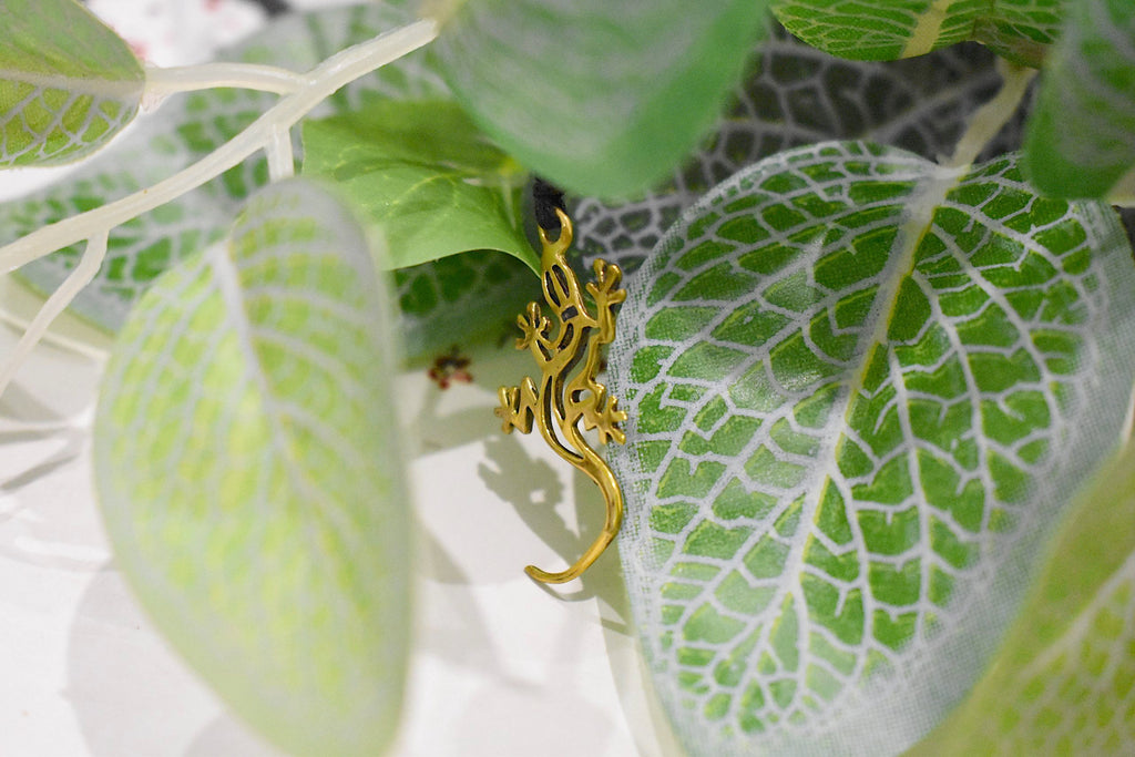 Flawless Lizard 92.5 Sterling Silver Gold Brass Necklace Pendant Jewelry