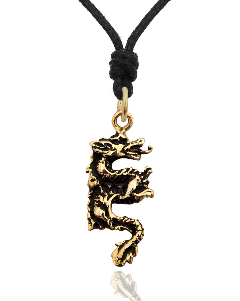 Dragon Chinese Handmade Sterling Silver Gold Brass Necklace Pendant Jewelry