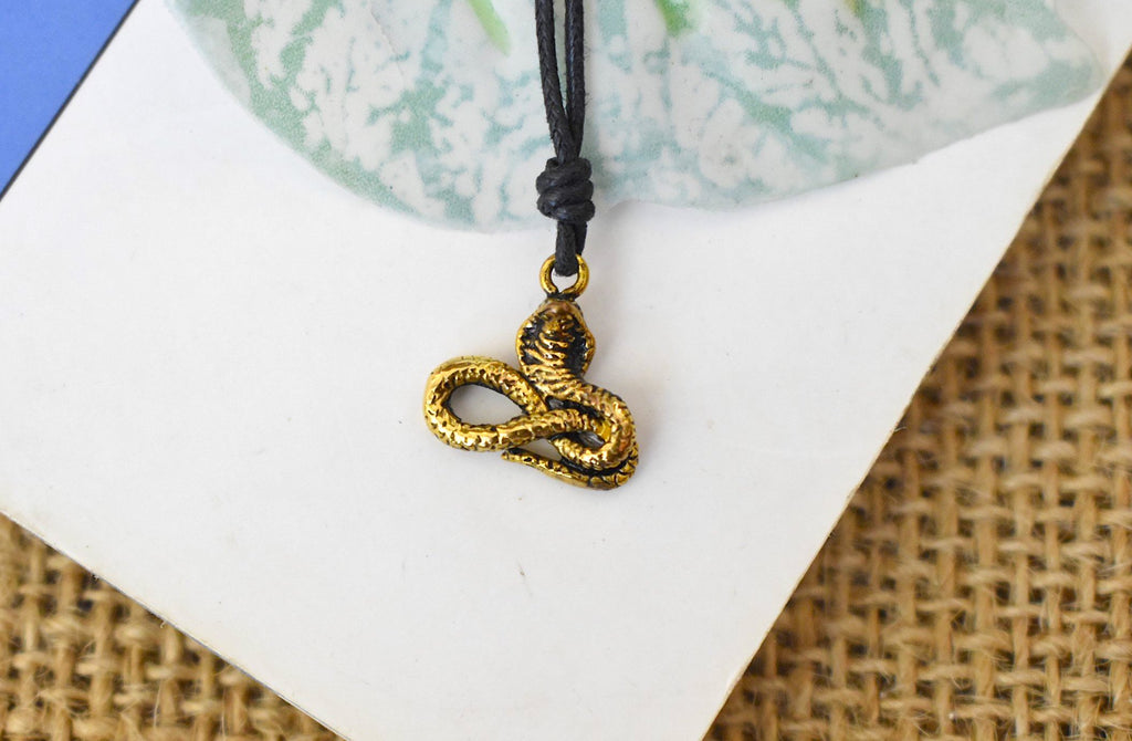 Year of the Snake Handmade Sterling-silver Gold Brass Necklace Pendant Jewelry