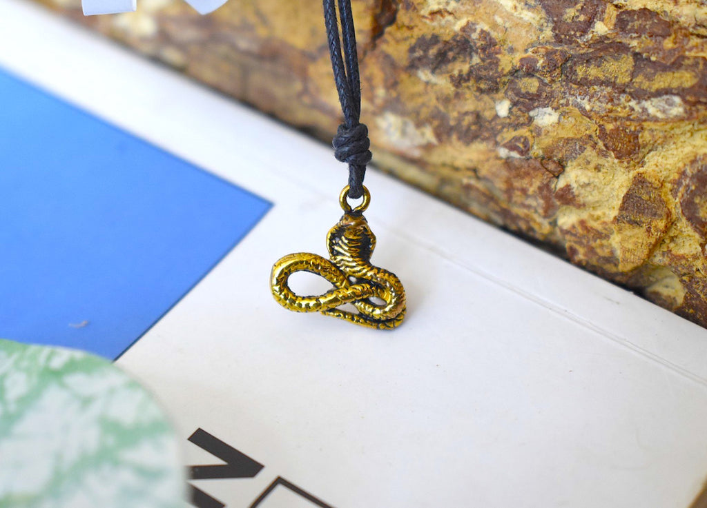 Year of the Snake Handmade Sterling-silver Gold Brass Necklace Pendant Jewelry
