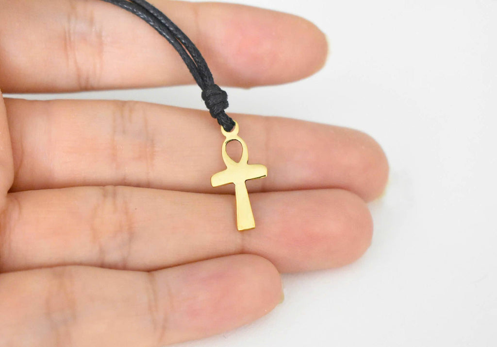 Egyptian Ankh Key 92.5 Sterling Silver Gold Brass Necklace Pendant Jewelry