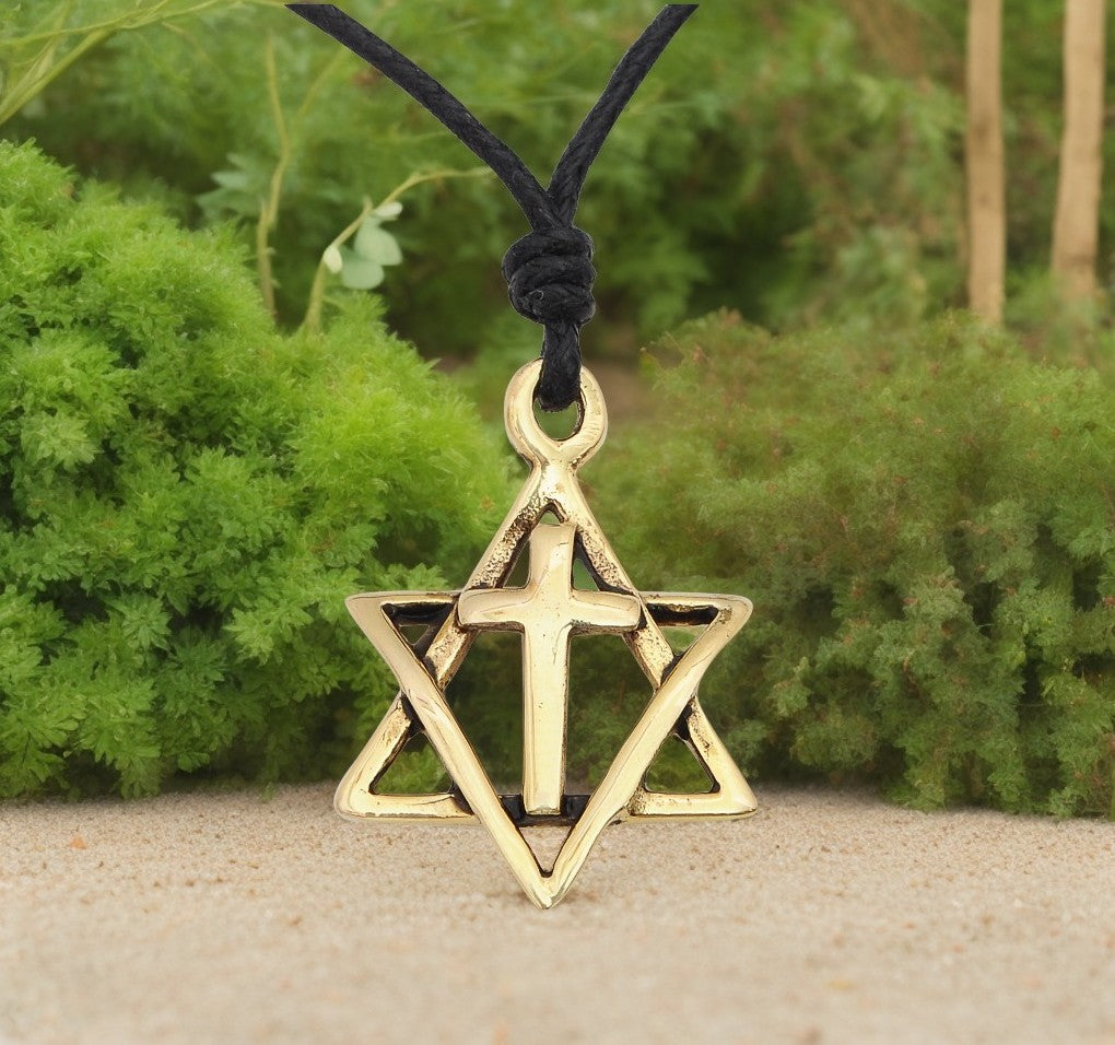 Jewish Jesus Star of David 92.5 Sterling Silver Gold Brass Necklace Pendant Jewelry