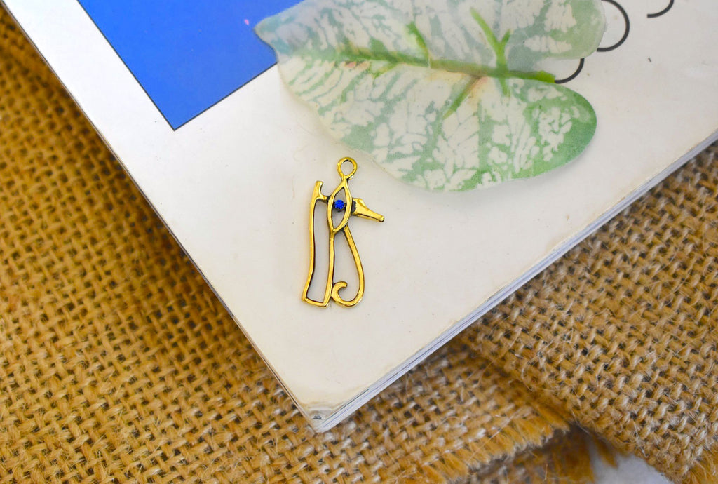 Eye of Ra Horus Egyptian Gold Brass Charm Necklace Pendant Jewelry