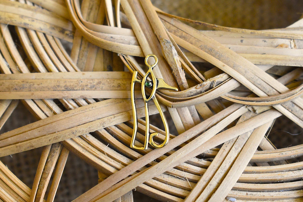 Eye of Ra Horus Egyptian Gold Brass Charm Necklace Pendant Jewelry