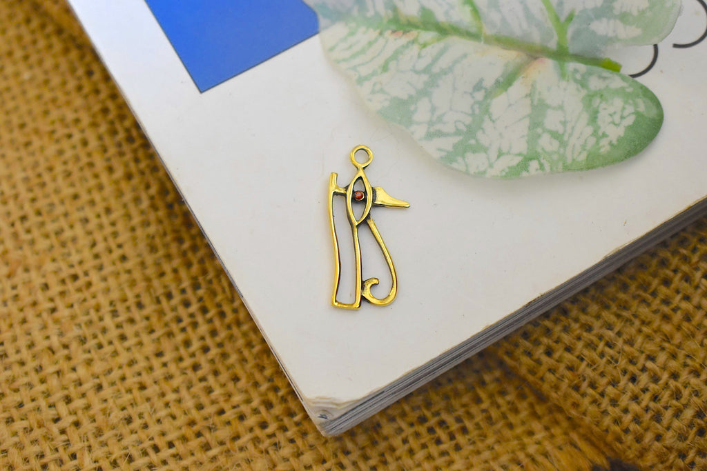 Eye of Ra Horus Egyptian Gold Brass Charm Necklace Pendant Jewelry