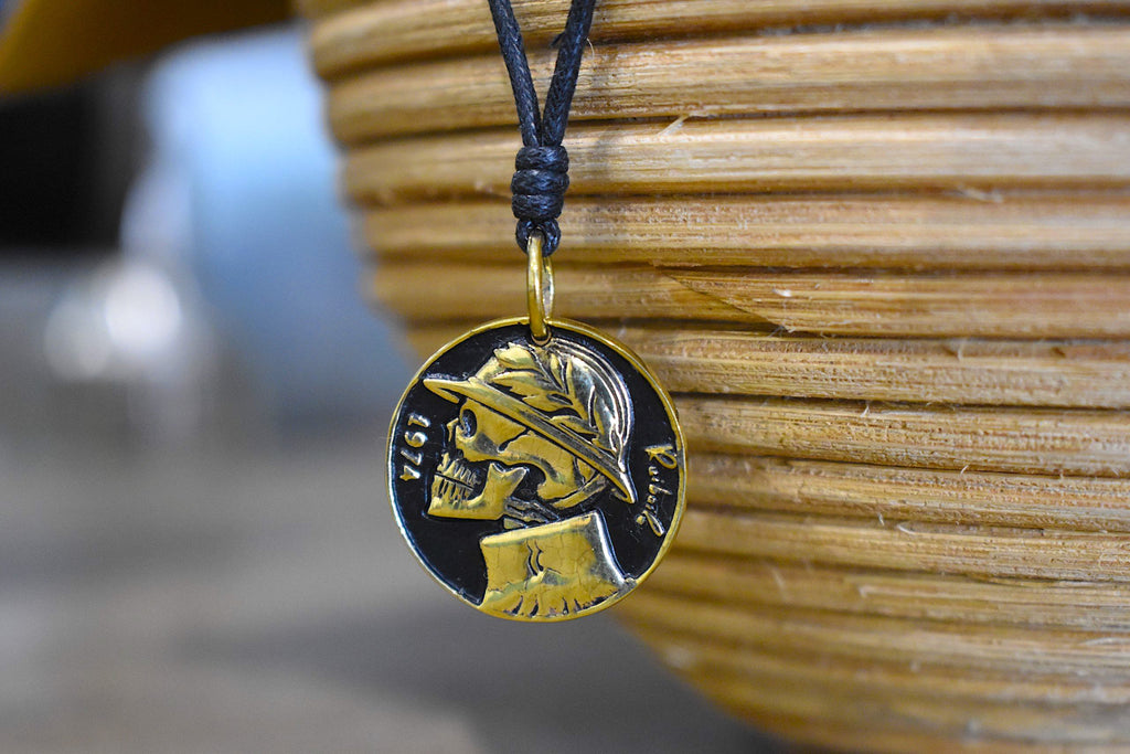 Gothic Skull Head Hip Hop Style Sterling Silver Gold Brass Pendant Necklace