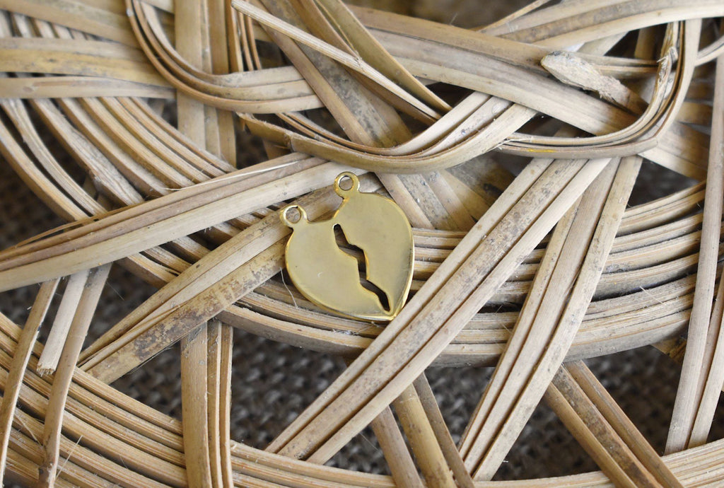 Love Heart Handmade 92.5 Sterling Silver Pewter Gold Brass Necklace Pendant Jewelry