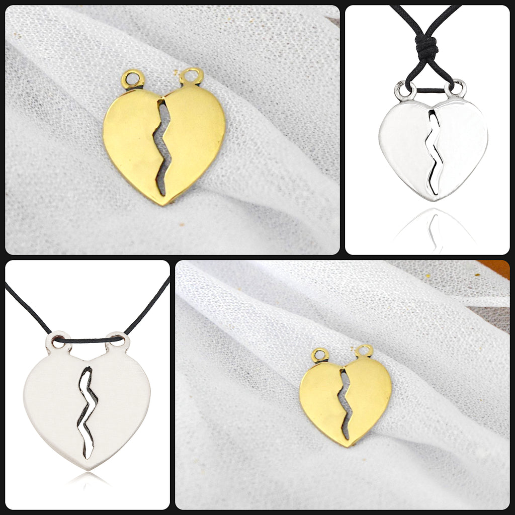 Love Heart Handmade 92.5 Sterling Silver Pewter Gold Brass Necklace Pendant Jewelry