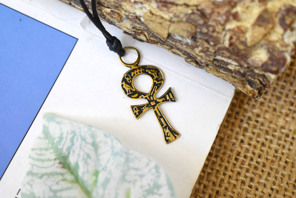 Egyptian Key Silver Gold Brass Charm Necklace Pendant Jewelry