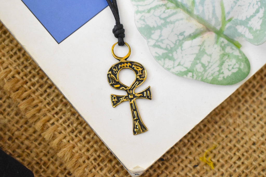 Egyptian Key Silver Gold Brass Charm Necklace Pendant Jewelry