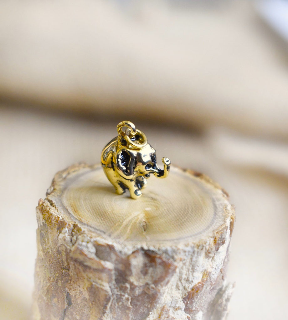 Chubby Elephant 92.5 Sterling Silver Gold Brass Necklace Pendant Jewelry