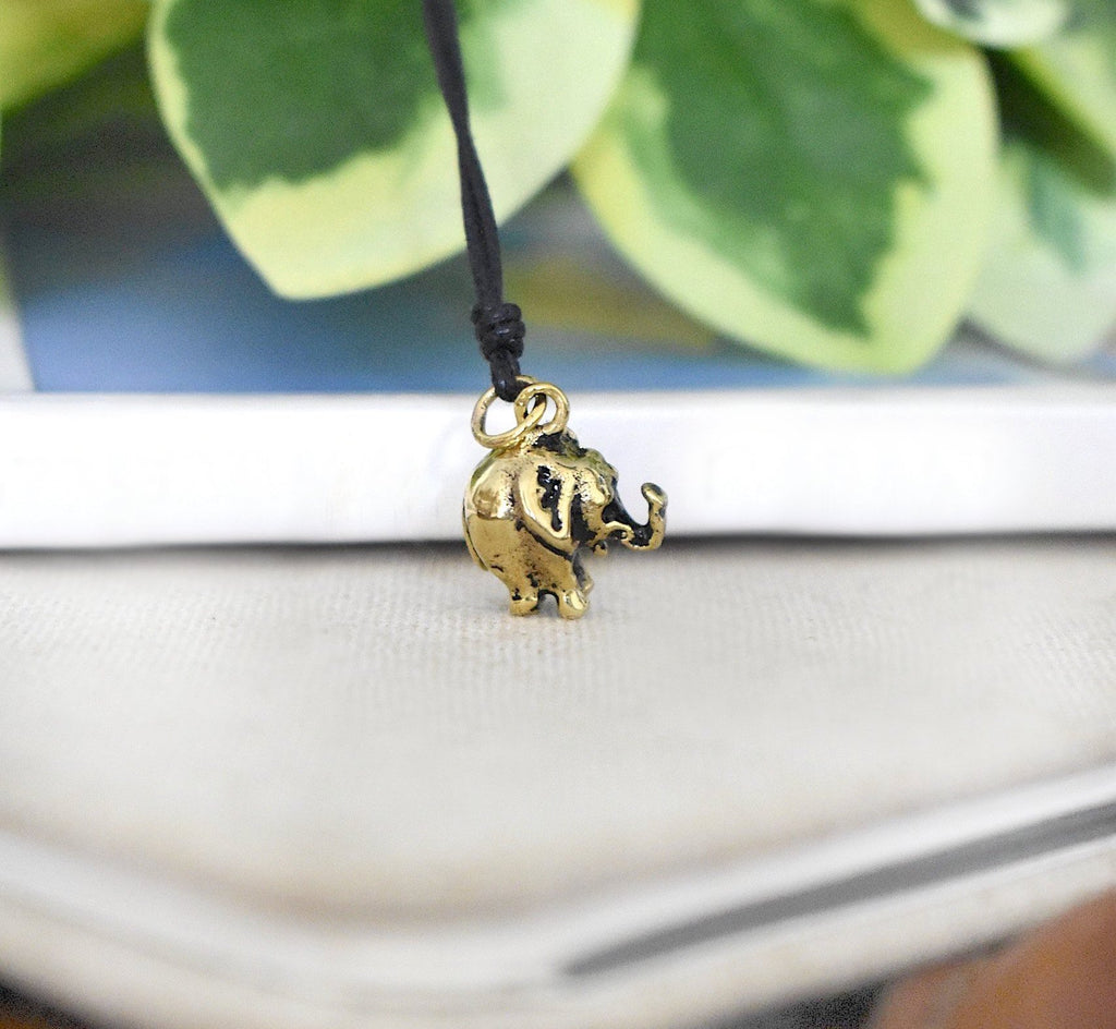 Chubby Elephant 92.5 Sterling Silver Gold Brass Necklace Pendant Jewelry