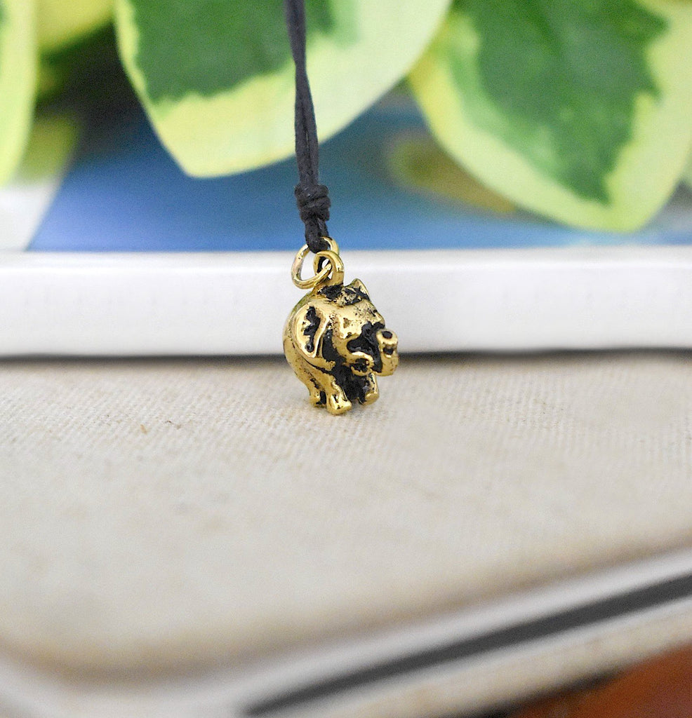 Chubby Elephant 92.5 Sterling Silver Gold Brass Necklace Pendant Jewelry
