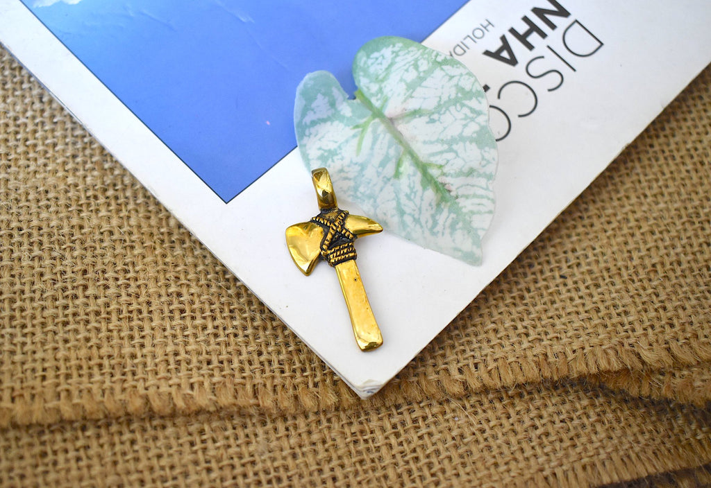 Colorful Battle Axe Silver Pewter Gold Brass Necklace Pendant Jewelry