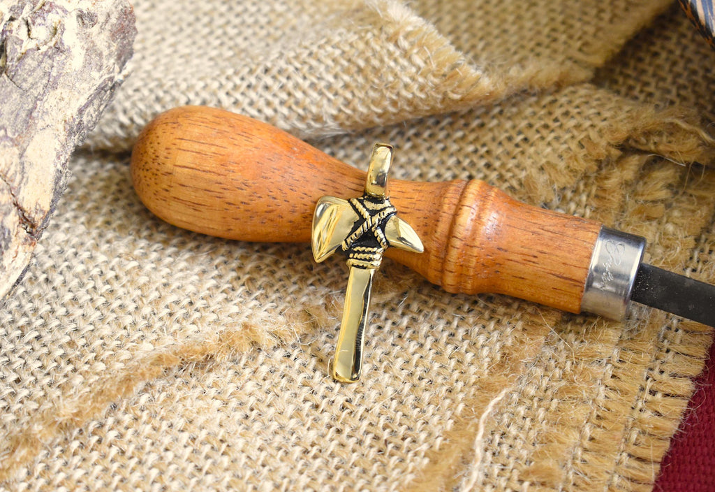 Colorful Battle Axe Silver Pewter Gold Brass Necklace Pendant Jewelry