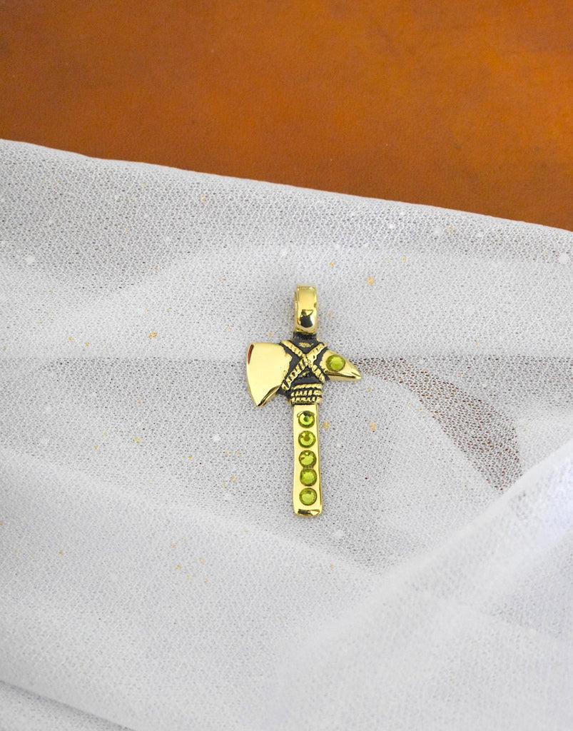 Colorful Battle Axe Silver Pewter Gold Brass Necklace Pendant Jewelry
