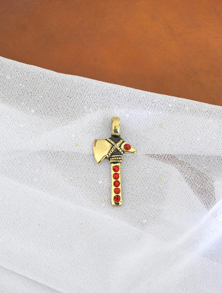 Colorful Battle Axe Silver Pewter Gold Brass Necklace Pendant Jewelry