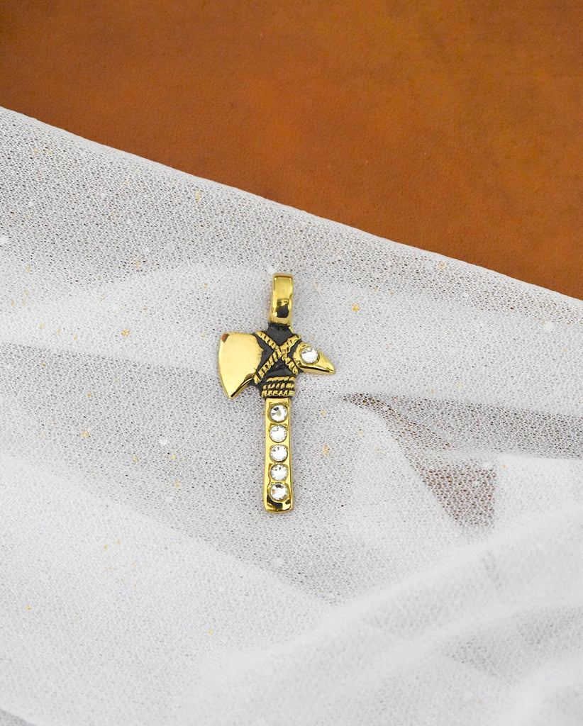 Colorful Battle Axe Silver Pewter Gold Brass Necklace Pendant Jewelry