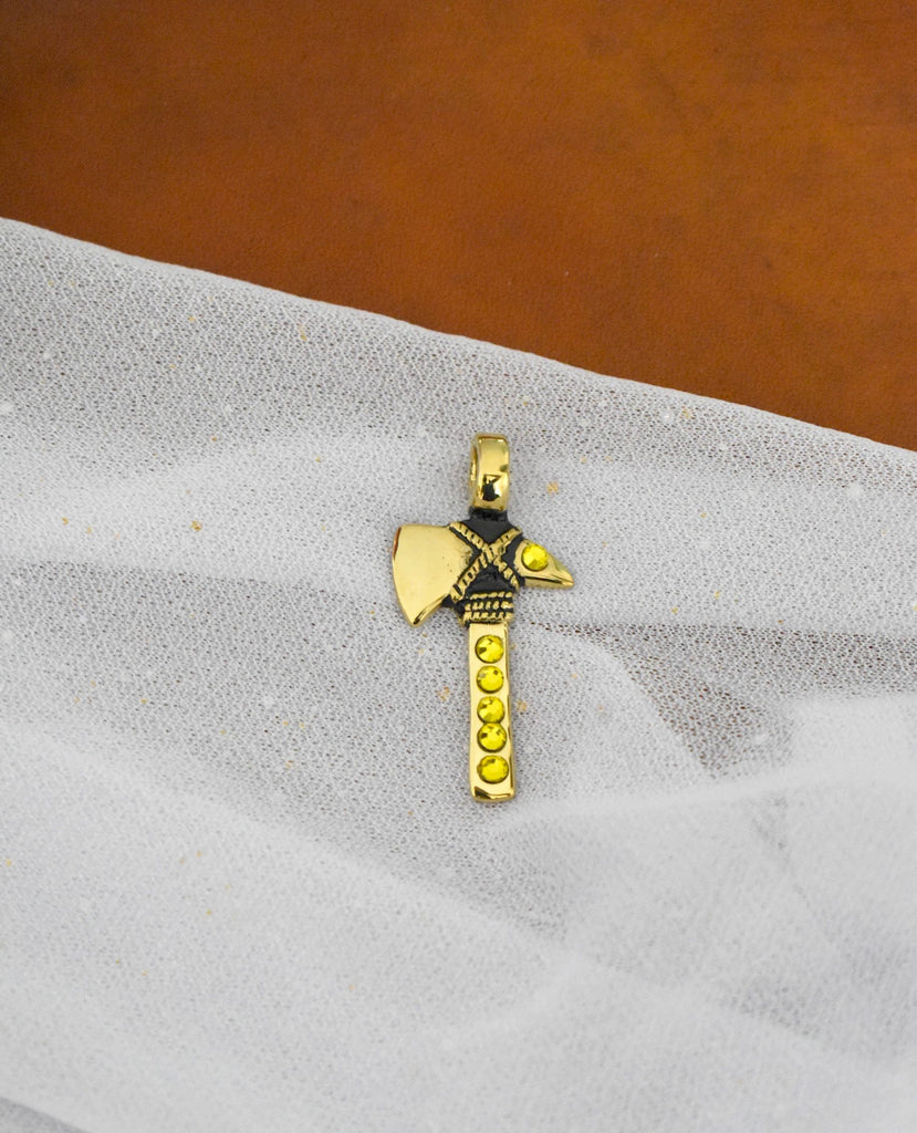 Colorful Battle Axe Silver Pewter Gold Brass Necklace Pendant Jewelry