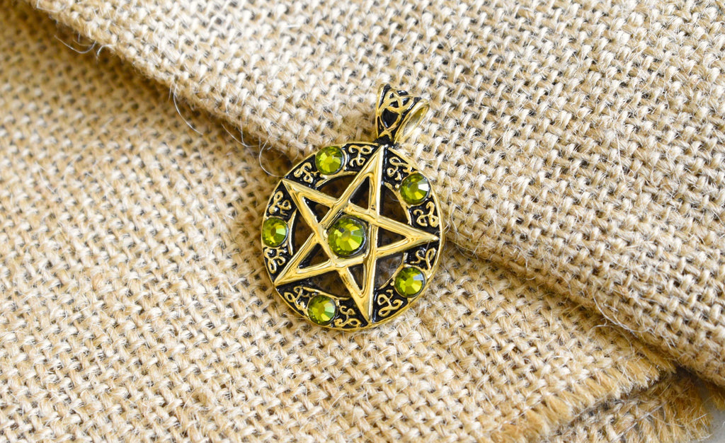 Color Pentagram Silver Pewter Gold Brass Charm Necklace Pendant Jewelry