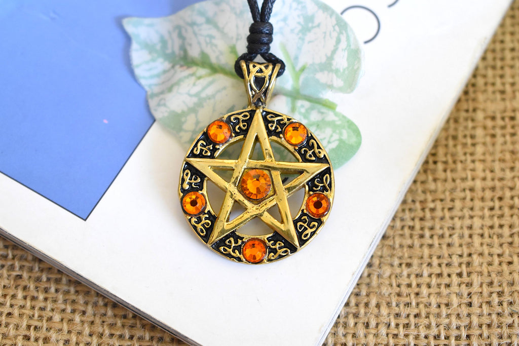 Color Pentagram Silver Pewter Gold Brass Charm Necklace Pendant Jewelry