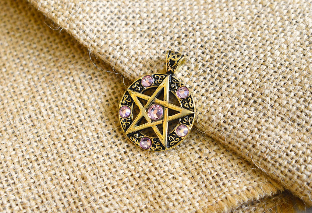 Color Pentagram Silver Pewter Gold Brass Charm Necklace Pendant Jewelry