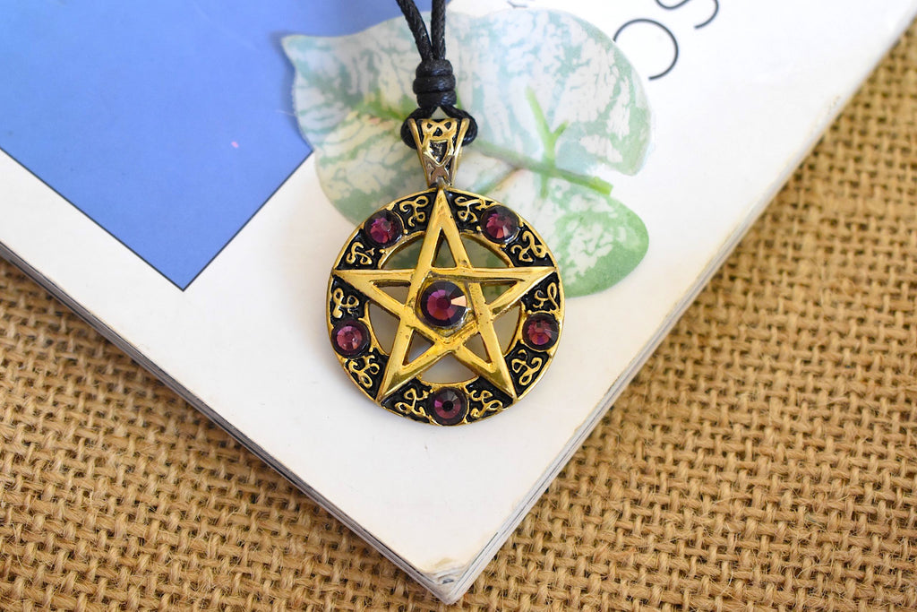 Color Pentagram Silver Pewter Gold Brass Charm Necklace Pendant Jewelry