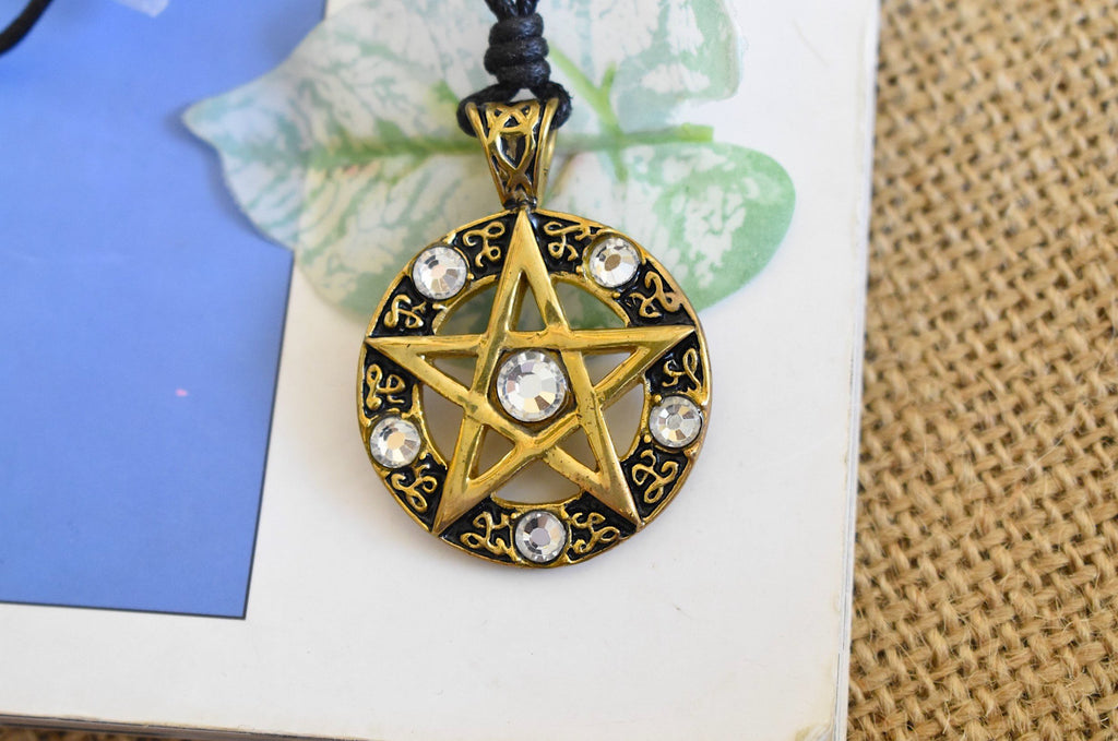Color Pentagram Silver Pewter Gold Brass Charm Necklace Pendant Jewelry