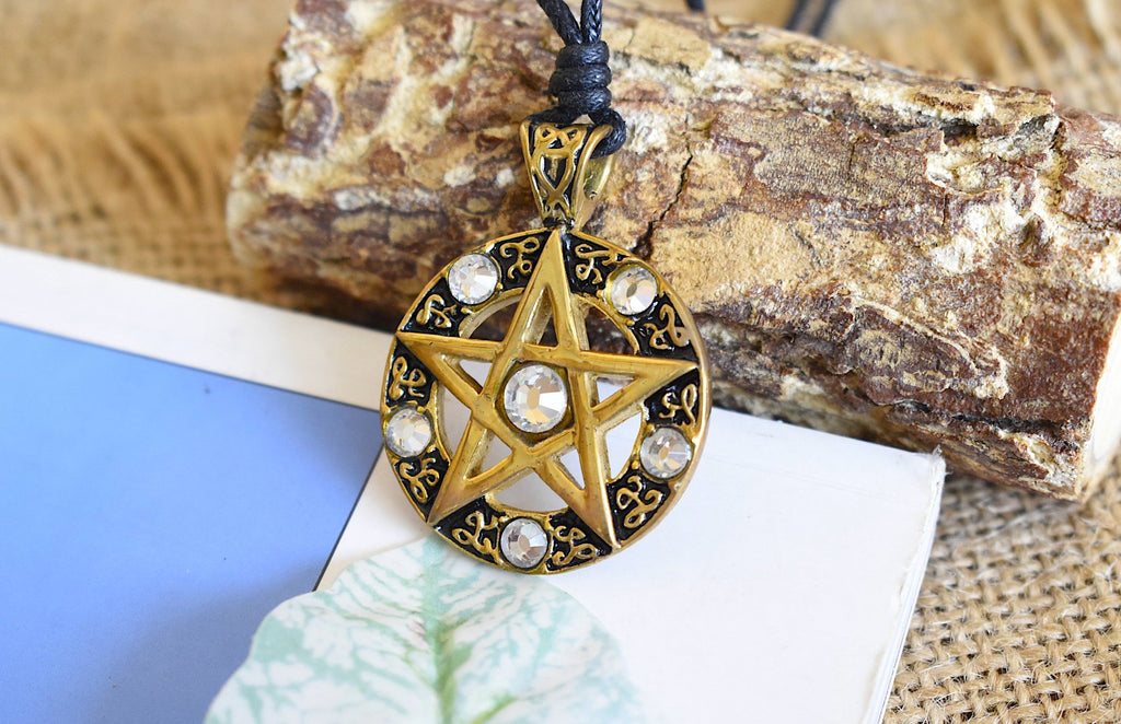 Color Pentagram Silver Pewter Gold Brass Charm Necklace Pendant Jewelry