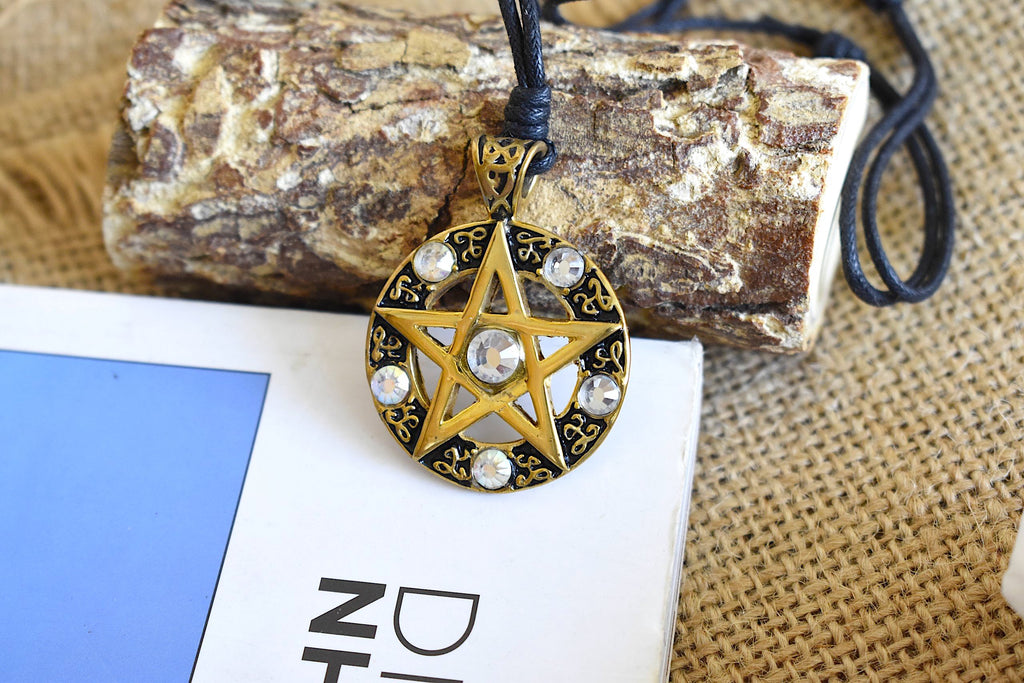 Color Pentagram Silver Pewter Gold Brass Charm Necklace Pendant Jewelry