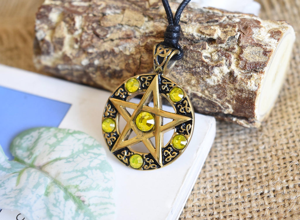Color Pentagram Silver Pewter Gold Brass Charm Necklace Pendant Jewelry