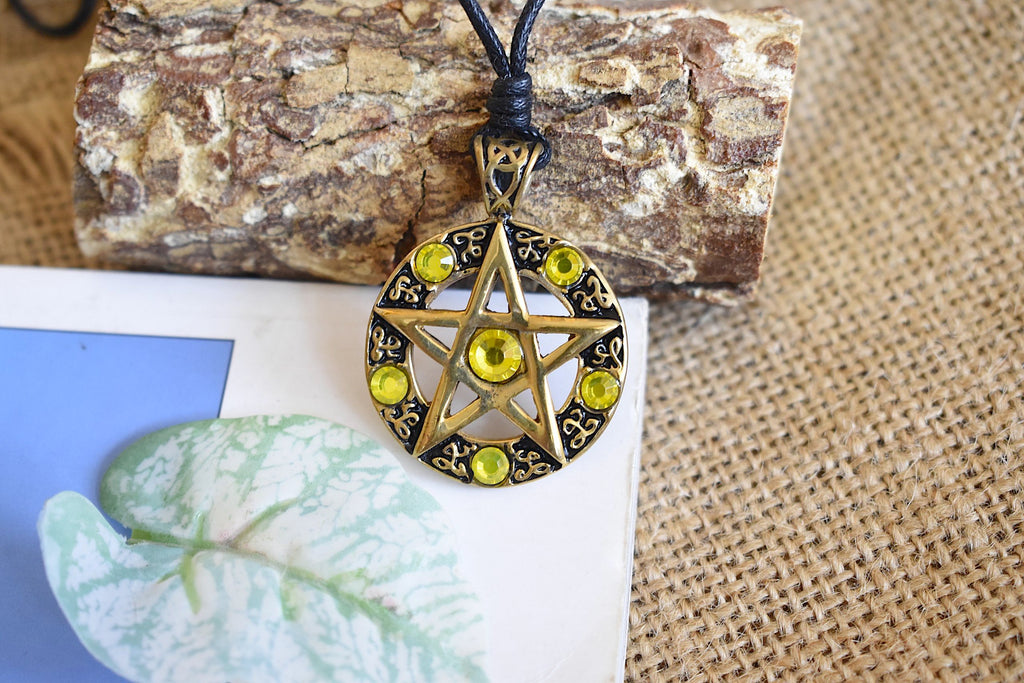 Color Pentagram Silver Pewter Gold Brass Charm Necklace Pendant Jewelry
