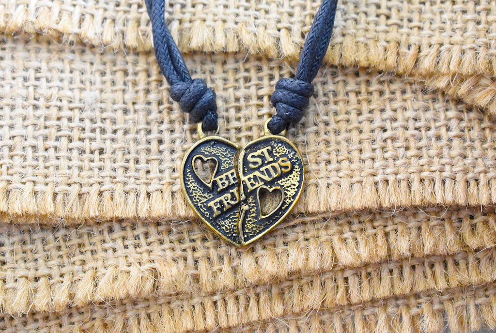 Bestfriend Couple Pendant Silver Pewter Gold Brass Charm Necklace Pendant Jewelr