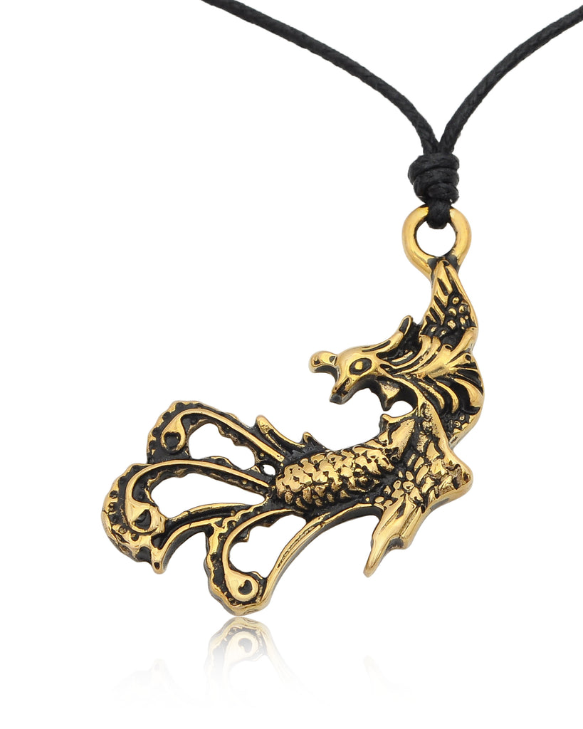Phoenix Bird Dragon Handmade Brass Necklace Pendant Jewelry