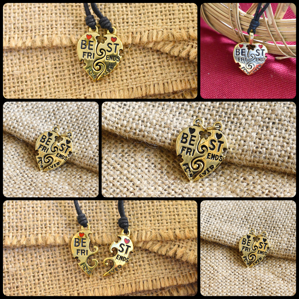 Best Friends Ying Yang Silver Pewter Gold Brass Charm Necklace Pendant Jewelry