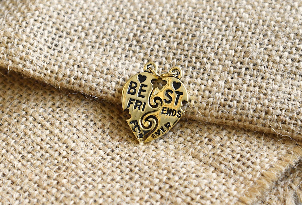 Best Friends Ying Yang Silver Pewter Gold Brass Charm Necklace Pendant Jewelry