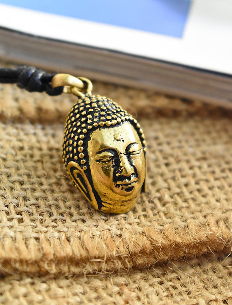 New Buddha Head Gold Brass Charm Necklace Pendant Jewelry
