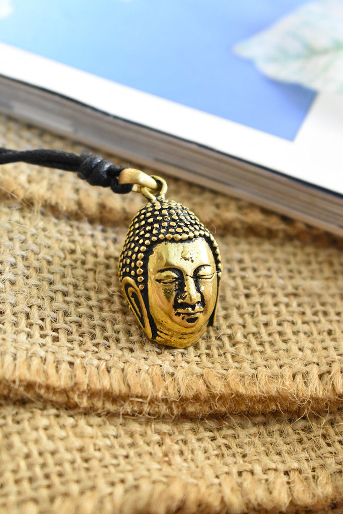 New Buddha Head Gold Brass Charm Necklace Pendant Jewelry
