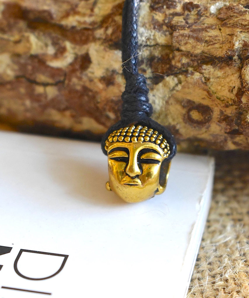 Ancient Buddha Head Silver Pewter Gold Brass Necklace Pendant Jewelry