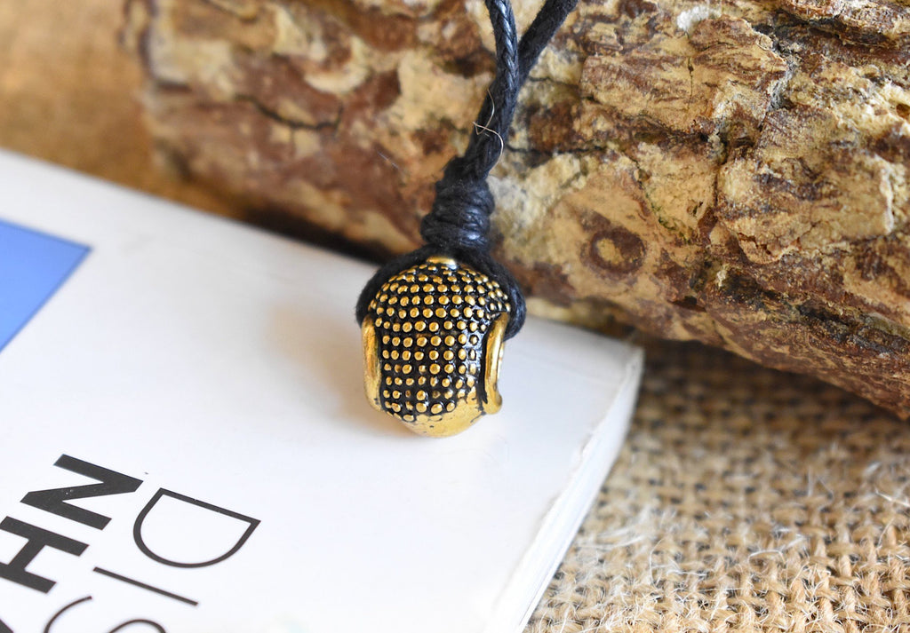 Ancient Buddha Head Silver Pewter Gold Brass Necklace Pendant Jewelry