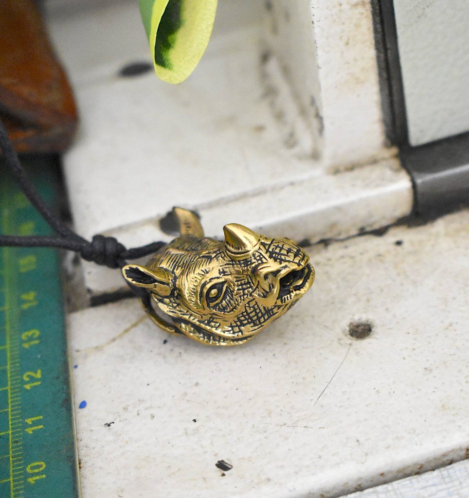 Rhino Head Rhinoceros 92.5 Sterling Silver Brass Gold Necklace Pendant Jewelry
