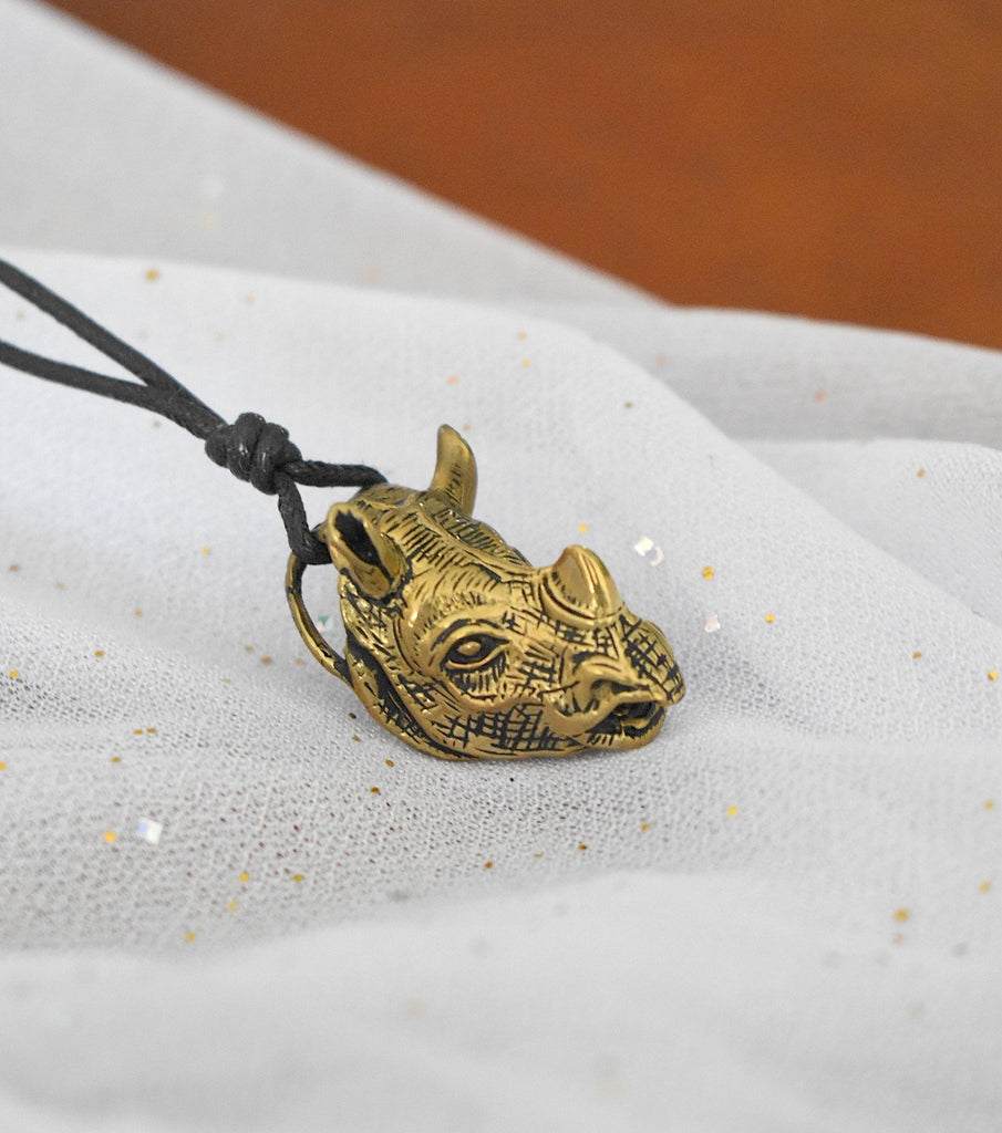Rhino Head Rhinoceros 92.5 Sterling Silver Brass Gold Necklace Pendant Jewelry
