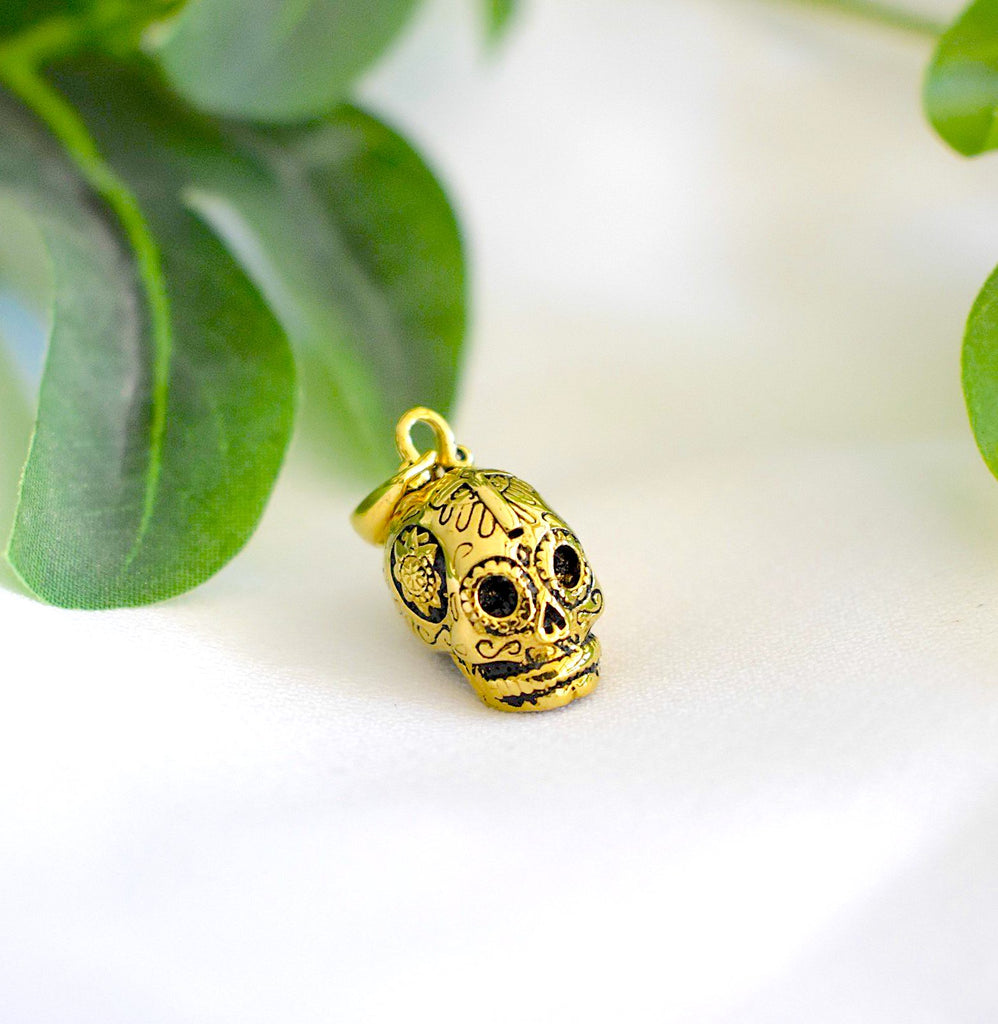 Mexican Skull Cross Jesus Sterling Silver Pewter Brass Necklace Pendant Jewelry