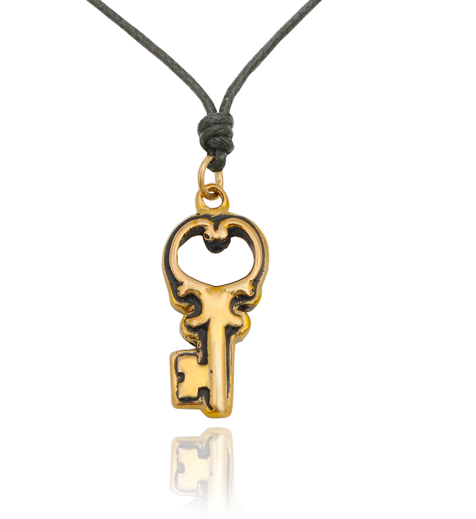 Lock And Key Friendship Handmade Gold Brass Charm Necklace Pendant Jewelry