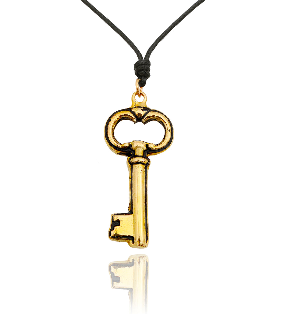 Lock And Key Friendship Handmade Gold Brass Charm Necklace Pendant Jewelry