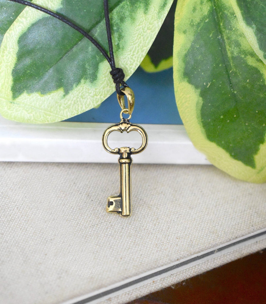 Lock And Key Friendship Handmade Gold Brass Charm Necklace Pendant Jewelry
