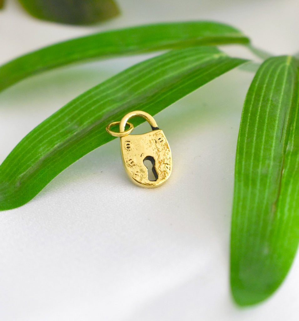 Lock And Key Friendship Handmade Gold Brass Charm Necklace Pendant Jewelry